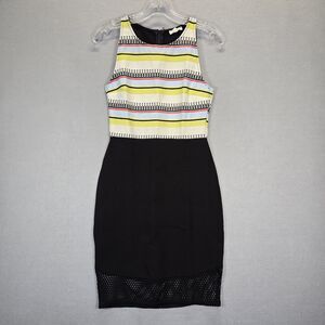 Weston Anthropologie Sleeveless Black Striped Fitted Dress Size Small